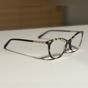 Swarovski Tortoiseshell Eyeglass Frames Gold Crystal Temples RX